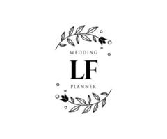 LF Initials letter Wedding monogram logos collection, hand drawn modern minimalistic and floral templates for Invitation cards, Save the Date, elegant identity for restaurant, boutique, cafe in vector