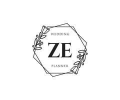 Initial ZE feminine logo. Usable for Nature, Salon, Spa, Cosmetic and Beauty Logos. Flat Vector Logo Design Template Element.