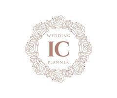 IC Initials letter Wedding monogram logos collection, hand drawn modern minimalistic and floral templates for Invitation cards, Save the Date, elegant identity for restaurant, boutique, cafe in vector