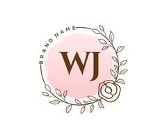 logotipo femenino wj inicial. utilizable para logotipos de naturaleza, salón, spa, cosmética y belleza. elemento de plantilla de diseño de logotipo de vector plano.