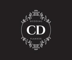 colección de logotipos de monograma de boda con letras iniciales de cd, plantillas florales y minimalistas modernas dibujadas a mano para tarjetas de invitación, guardar la fecha, identidad elegante para restaurante, boutique, café en vector