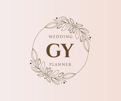 colección de logotipos de monograma de boda con letras iniciales de gy, plantillas florales y minimalistas modernas dibujadas a mano para tarjetas de invitación, guardar la fecha, identidad elegante para restaurante, boutique, café en vector