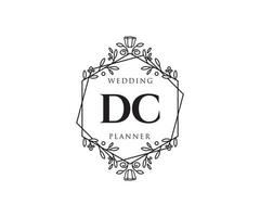 colección de logotipos de monogramas de boda con letras iniciales dc, plantillas florales y minimalistas modernas dibujadas a mano para tarjetas de invitación, guardar la fecha, identidad elegante para restaurante, boutique, café en vector