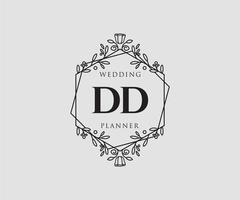 colección de logotipos de monograma de boda con letras iniciales dd, plantillas florales y minimalistas modernas dibujadas a mano para tarjetas de invitación, guardar la fecha, identidad elegante para restaurante, boutique, café en vector