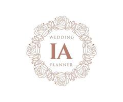 colección de logotipos de monograma de boda con letras iniciales ia, plantillas florales y minimalistas modernas dibujadas a mano para tarjetas de invitación, guardar la fecha, identidad elegante para restaurante, boutique, café en vector