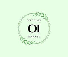 colección de logotipos de monograma de boda con letras iniciales de oi, plantillas florales y minimalistas modernas dibujadas a mano para tarjetas de invitación, guardar la fecha, identidad elegante para restaurante, boutique, café en vector