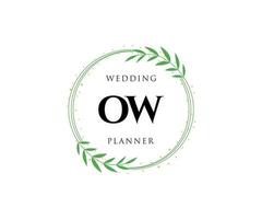 colección de logotipos de monograma de boda con letras iniciales de ow, plantillas florales y minimalistas modernas dibujadas a mano para tarjetas de invitación, guardar la fecha, identidad elegante para restaurante, boutique, café en vector