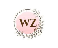 Initial WZ feminine logo. Usable for Nature, Salon, Spa, Cosmetic and Beauty Logos. Flat Vector Logo Design Template Element.