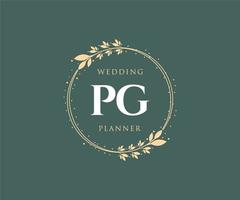 PG Initials letter Wedding monogram logos collection, hand drawn modern minimalistic and floral templates for Invitation cards, Save the Date, elegant identity for restaurant, boutique, cafe in vector