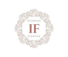 si la colección de logotipos de monograma de boda con letras iniciales, plantillas florales y minimalistas modernas dibujadas a mano para tarjetas de invitación, guarde la fecha, identidad elegante para restaurante, boutique, café en vector