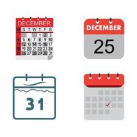 fecha del calendario de diciembre vector