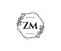 Initial ZM feminine logo. Usable for Nature, Salon, Spa, Cosmetic and Beauty Logos. Flat Vector Logo Design Template Element.