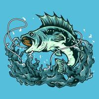 Big bass fishing illustration vector