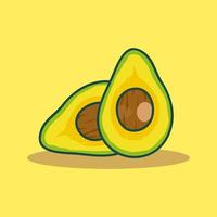 Fresh avocado drawn cartoon illustration vector