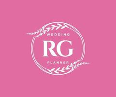 colección de logotipos de monograma de boda con letras iniciales rg, plantillas florales y minimalistas modernas dibujadas a mano para tarjetas de invitación, guardar la fecha, identidad elegante para restaurante, boutique, café en vector