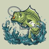 Big bass fishing illustration vector