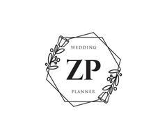 logotipo femenino inicial zp. utilizable para logotipos de naturaleza, salón, spa, cosmética y belleza. elemento de plantilla de diseño de logotipo de vector plano.