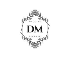 colección de logotipos de monograma de boda con letras iniciales dm, plantillas florales y minimalistas modernas dibujadas a mano para tarjetas de invitación, guardar la fecha, identidad elegante para restaurante, boutique, café en vector