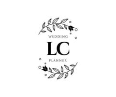 LC Initials letter Wedding monogram logos collection, hand drawn modern minimalistic and floral templates for Invitation cards, Save the Date, elegant identity for restaurant, boutique, cafe in vector