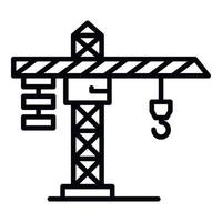 Construction crane icon, outline style vector