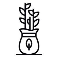 icono de saco de semillas de plantas, estilo de contorno vector