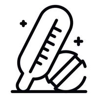 Thermometer and pill icon, outline style vector
