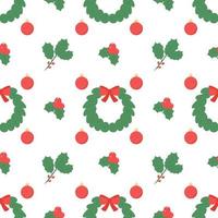 Christmas holly berry seamless pattern. Winter holiday. Xmas wreath.Colorful background. vector