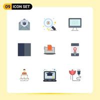 Modern Set of 9 Flat Colors Pictograph of workspace interface graphy grid information Editable Vector Design Elements