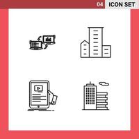 4 User Interface Line Pack of modern Signs and Symbols of exchange housing connection district forum Editable Vector Design Elements