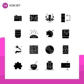 16 Thematic Vector Solid Glyphs and Editable Symbols of table data football weight dumbbell Editable Vector Design Elements