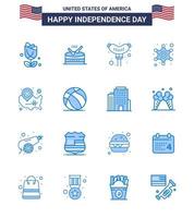 16 Creative USA Icons Modern Independence Signs and 4th July Symbols of usa map food police sign police Editable USA Day Vector Design Elements