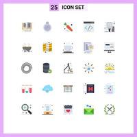 Universal Icon Symbols Group of 25 Modern Flat Colors of advertisement interface search engine gps interface vegetable Editable Vector Design Elements