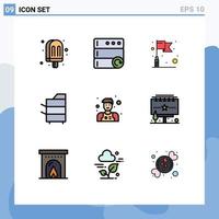 Pictogram Set of 9 Simple Filledline Flat Colors of waiter assistant success technology electronics Editable Vector Design Elements