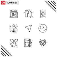 9 Creative Icons Modern Signs and Symbols of succulent light new direct down Editable Vector Design Elements