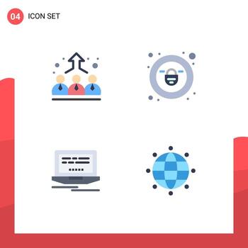 Universal Icon Symbols Group of 4 Modern Flat Icons of business design management security globe Editable Vector Design Elements