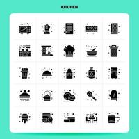 Solid 25 Kitchen Icon set Vector Glyph Style Design Black Icons Set Web and Mobile Business ideas design Vector Illustration