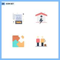 Universal Icon Symbols Group of 4 Modern Flat Icons of account app reporting house component Editable Vector Design Elements