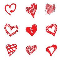 Set of retro hand-drawn icon for valentines and wedding day vector