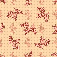 Vector seamless background with polka dots and flowers.