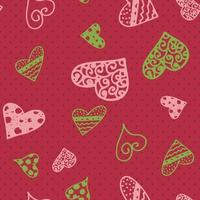 Retro hand-drawn sketches seamless background with hearts for valentines and wedding day vector