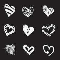 Set of retro hand-drawn icon for valentines and wedding day vector