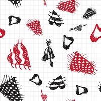 Retro hand-drawn sketches seamless background with hearts for valentines and wedding day vector