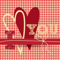 Vector greeting card with polka dots and hearts.