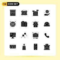 paquete de iconos de vector de stock de 16 signos y símbolos de línea para elementos de diseño de vector editables de compras de planta de batería de cuidado mundial