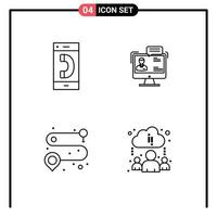conjunto de 4 iconos de interfaz de usuario modernos símbolos signos para llamada reunión conversación punto de negocio elementos de diseño vectorial editables vector