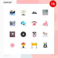 Universal Icon Symbols Group of 16 Modern Flat Colors of video layout technology grid mountain Editable Pack of Creative Vector Design Elements