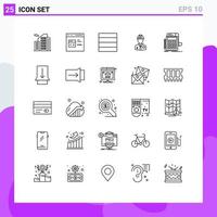 Pack of 25 Modern Lines Signs and Symbols for Web Print Media such as accounting labour html constructor industry Editable Vector Design Elements