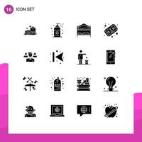 16 iconos creativos, signos y símbolos modernos del usuario, joystick, cama, boleto de juego, elementos de diseño vectorial editables vector