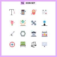 Set of 16 Modern UI Icons Symbols Signs for environment nature children easter day Editable Pack of Creative Vector Design Elements