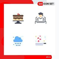 Editable Vector Line Pack of 4 Simple Flat Icons of birthday cloud party graduation weather Editable Vector Design Elements